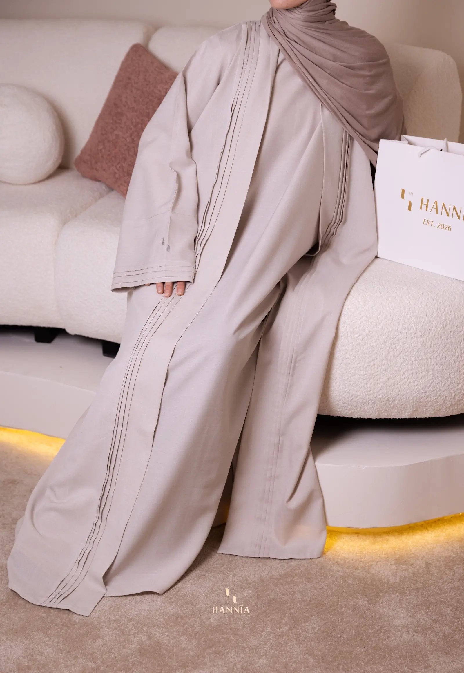 Safa Two Piece Linen Abaya